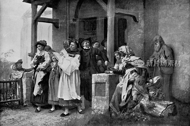 古斯塔夫・布里翁的《洗礼归来》- 19世纪